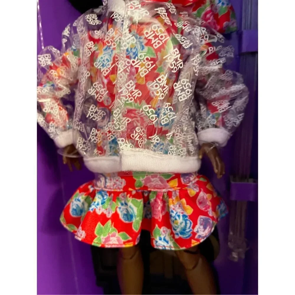 Barbie BMR1959 Doll Streetwear Neon Dress & Denim Jacket Neon Beret Hoop Earring